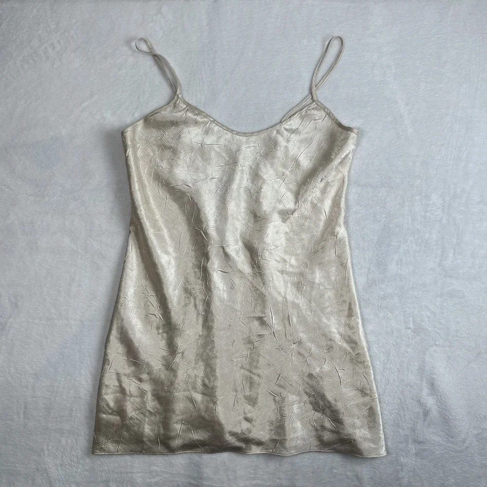 VTG Secret Treasures Beige‎ Polyester Cami Dress Top Women's Medium